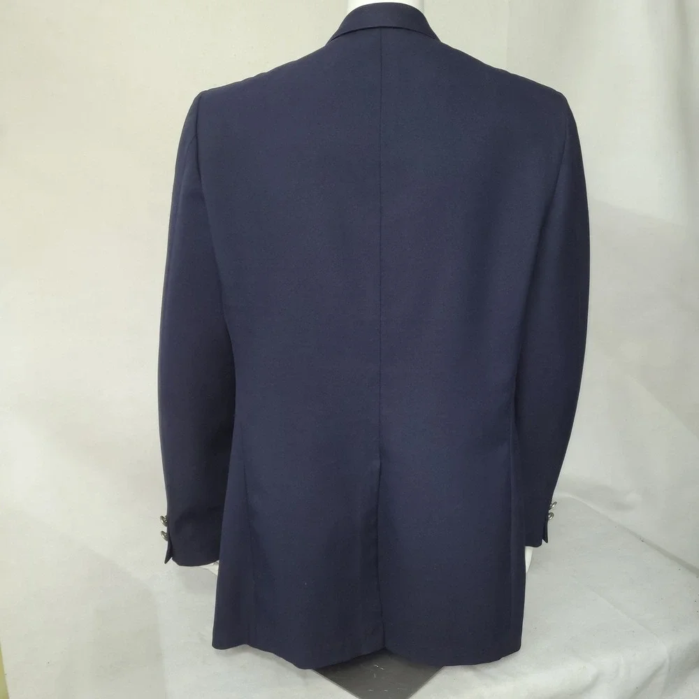 Johnny Carson Men Navy‎ Blue Blazer Sport Coat 44L Vintage Made In USA *Flaw